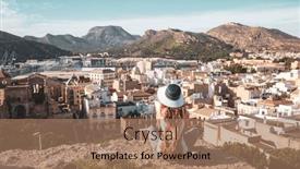  Presentation with tourist - Presentation design enhanced with woman-tourist-visiting-cartagena-city background and a coral colored foreground