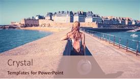  Presentation with saint - Slides with woman-tourist-visiting-saint-malo background and a lemonade colored foreground