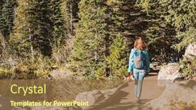  Presentation with walking trail - Amazing slide set having woman tourist walking on trail near bear lake at autumn in rocky mountain national park colorado usa backdrop and a coral colored foreground