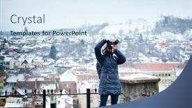  Presentation with sighisoara - PPT layouts enhanced with woman tourist - winter city break in sighisoara romania background and a sky blue colored foreground