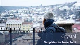 Presentation with sighisoara - Cool new slides with woman tourist - winter city break in sighisoara romania backdrop and a ocean colored foreground