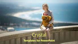  Presentation with backpack - Slide deck having woman-tourist-with-a-backpack background and a tawny brown colored foreground