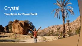  Presentation with morocco - PPT layouts featuring woman-tourist-with-arms-outstretched background and a teal colored foreground