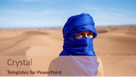  Presentation with turban - PPT layouts enhanced with woman-tourist-with-blue-turban background and a coral colored foreground