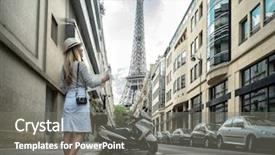  Presentation with woman world - Colorful PPT layouts enhanced with woman tourist with map backdrop and a gray colored foreground