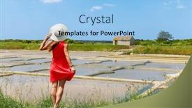  Presentation with marsh - Slide deck consisting of woman-tourist-with-red-dress background and a light blue colored foreground