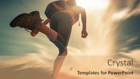  Presentation with trail - Colorful slide deck enhanced with woman-trail-runner-runs backdrop and a coral colored foreground