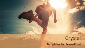  Presentation with trail running runner - Audience pleasing slides consisting of woman-trail-runner-runs backdrop and a yellow colored foreground