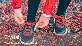  Presentation with health woman running female runner - Beautiful theme featuring woman trail runner tying lace backdrop and a violet colored foreground