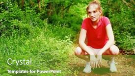  Presentation with woman runner - PPT theme consisting of woman trail runner from a complete series of photos background and a tawny brown colored foreground