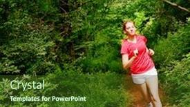  Presentation with woman runner - Presentation theme with woman trail runner from a complete series of photos background and a tawny brown colored foreground