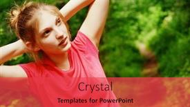  Presentation with woman runner - PPT theme featuring woman trail runner from a complete series of photos background and a red colored foreground