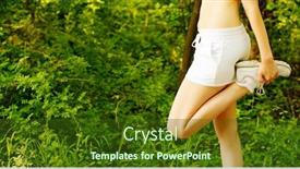  Presentation with woman runner - PPT theme consisting of woman trail runner from a complete series of photos background and a tawny brown colored foreground