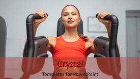  Presentation with bodybuilding - Presentation theme having woman-training-her-chest background and a red colored foreground