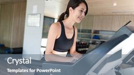  Presentation with treadmill - Audience pleasing theme consisting of woman training on treadmill backdrop and a gray colored foreground