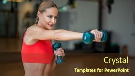  Presentation with training - Presentation theme consisting of woman-training-to-boxe background and a  colored foreground