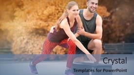  Presentation with supervision - Beautiful PPT layouts featuring woman training under trainer supervision backdrop and a seafoam green colored foreground