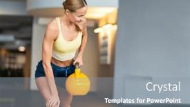  Presentation with gym - Slides enhanced with woman-training-with-a-kettlebell background and a  colored foreground