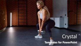 Presentation with club training - Presentation theme with woman-training-with-dumbbells background and a dark gray colored foreground