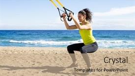 Presentation with training - Slides with woman training with trx straps background and a coral colored foreground