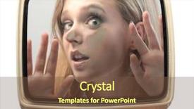  Presentation with radio and television awards - Slides featuring woman trapped in a television background and a tawny brown colored foreground