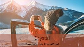  Presentation with travel - Slide set consisting of woman-travel-exploring-enjoying background and a red colored foreground