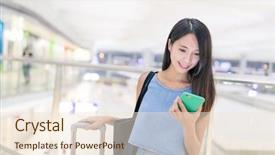  Presentation with airport construction - Presentation design with woman travel in airport background and a lemonade colored foreground