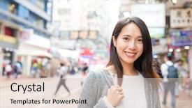  Presentation with hong kong - Beautiful presentation design featuring woman-travel-in-hong-kong backdrop and a lemonade colored foreground