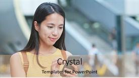  Presentation with mobile use - PPT theme consisting of woman travel in shenzhen city background and a coral colored foreground