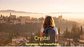  Presentation with traveler - Slide set featuring woman-traveler-in-europa-alhambra background and a tawny brown colored foreground