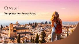  Presentation with granada - Slide set having woman-traveler-in-granada-city background and a lemonade colored foreground