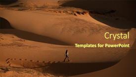 Presentation with footprints sand - Slide deck with woman-traveler-walking-in-sunset background and a tawny brown colored foreground