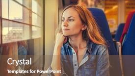  Presentation with public transport - Cool new PPT layouts with woman traveling by public transport backdrop and a  colored foreground