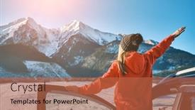  Presentation with freedom - Presentation featuring woman-traveling-exploring-enjoying background and a  colored foreground