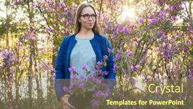  Presentation with beautiful spring flowers - PPT layouts consisting of woman-travelling-in-altai-mountains background and a coral colored foreground