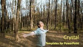  Presentation with trekking - Presentation theme enhanced with woman-trekking-in-forest background and a tawny brown colored foreground