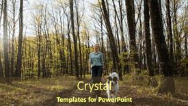  Presentation with trekking - PPT theme with woman-trekking-in-forest background and a tawny brown colored foreground