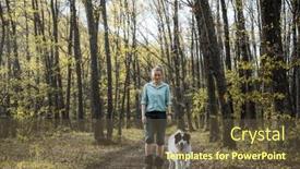  Presentation with trekking - Presentation design featuring woman-trekking-in-forest background and a tawny brown colored foreground