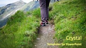  Presentation with trekking - Slides having woman trekking on mountain path background and a  colored foreground