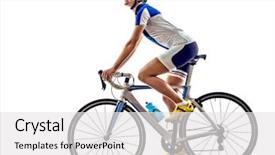  Presentation with ironman - Theme consisting of woman triathlon ironman athlete cyclist background and a white colored foreground