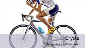  Presentation with ironman - PPT theme consisting of woman triathlon ironman athlete cyclist background and a light blue colored foreground