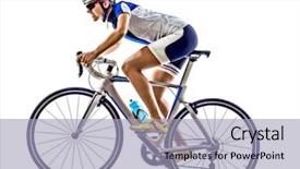  Presentation with ironman - Beautiful slides featuring woman triathlon ironman athlete cyclist backdrop and a light blue colored foreground