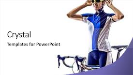  Presentation with ironman - Amazing slide set having woman triathlon ironman athlete cyclist backdrop and a white colored foreground