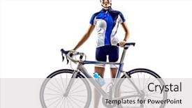  Presentation with ironman - PPT layouts enhanced with woman triathlon ironman athlete cyclist background and a light gray colored foreground