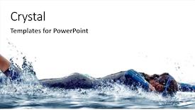  Presentation with ironman - Colorful PPT layouts enhanced with woman triathlon ironman athlete swimmers backdrop and a white colored foreground