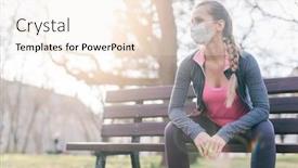  Presentation with woman world - Audience pleasing slide deck consisting of woman-trying-to-do-sport backdrop and a sky blue colored foreground