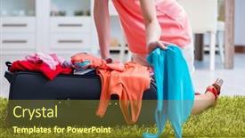  Presentation with clothing - Presentation theme featuring woman-trying-to-fit background and a tawny brown colored foreground