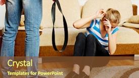  Presentation with hide - Cool new PPT theme with woman trying to hide herself backdrop and a tawny brown colored foreground