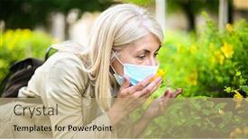  Presentation with smell - Audience pleasing slide set consisting of woman-trying-to-smell backdrop and a coral colored foreground