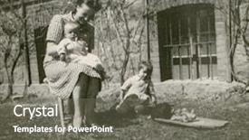  Presentation with children - Audience pleasing presentation theme consisting of woman two little children hen backdrop and a gray colored foreground